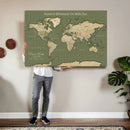 Personalized Push Pin World Map Canvas – Custom Framed