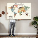 Custom Push Pin World Map Wall Art Canvas Print –