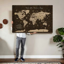 Personalized Push Pin World Map Canvas – Custom Framed