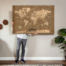 Custom Push Pin World Map Wall Art Canvas Print – Personalized Travel Tracker with Pins Framed Large for Home and Office Decor