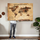 Custom Vintage World Map Canvas Wall Art – Custom Framed