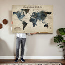 Personalize World Map Canvas Wall Art – Custom Framed Push