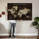 Personalized World Map Canvas Wall Art – Custom Framed Push