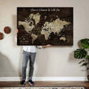 Personalized World Map Canvas Wall Art – Custom Framed Push