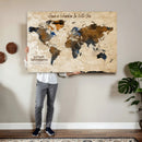Vintage Custom World Map Canvas Wall Art – Custom Framed
