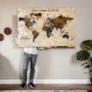 Vintage Custom World Map Canvas Wall Art – Custom Framed