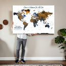Personalize World Map Canvas Wall Art – Framed Custom Push