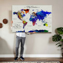 Detailed Custom World Map Print – Framed Custom Push Pin