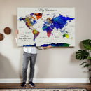 Detailed Custom World Map Print – Framed Custom Push Pin