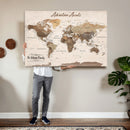 Framed Push Pin World Map Canvas Print – Custom Framed
