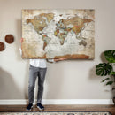 World Map Wall Art Canvas Print, Modern Decorative Framed Map Artwork Prints for Living Room, Office, Bedroom Wall Decor