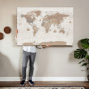 Framed Large World Map Canvas Print for Office Decor