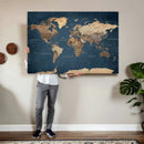 Navy Blue World Map Canvas Print – Framed Travel Map Wall by MyGreatCanvas | Canvas Wall Art Prints | Photo Prints & Wall Decor