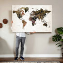 Watercolor World Map Print - Large Wall Art Canvas Print for