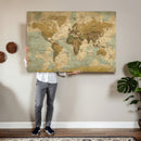 Vintage World Map Wall Art Canvas Print, Detailed World Map
