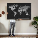 Black World Map Wall Art Canvas Print – Detailed Map of the by MyGreatCanvas | Canvas Wall Art Prints | Photo Prints & Wall Decor