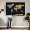 Vintage World Map Canvas on the Dark Background Wall Art
