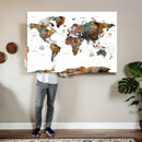 Watercolor World Map Canvas Print – Detailed Map of the