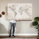 Antique Style World Map Canvas Print - Vintage Detailed
