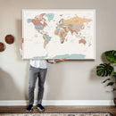 Pastel Colors World Map Wall Art Canvas Print