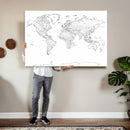 World Map Canvas Print – Framed Modern Detailed Map of the