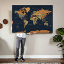 Modern World Map Canvas Print – Framed Detailed Map of the