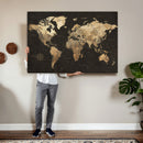 Framed World Map with Pin Canvas Print – Detailed World Map