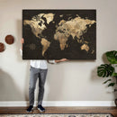 Framed World Map with Pin Canvas Print – Detailed World Map by MyGreatCanvas | Canvas Wall Art Prints | Photo Prints & Wall Decor