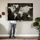Vintage World Map Wall Art Canvas Print – Framed Large Map