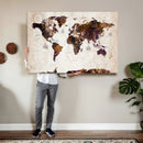 Blue Watercolor World Map Canvas Print – Framed Modern Wall