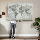 Neutral Vintage World Map Canvas Wall Art Print, Classic Map