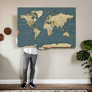 Minimal Vintage World Map Canvas Wall Art Print, Neutral