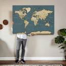 Minimal Vintage World Map Canvas Wall Art Print, Neutral