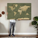 Large World Map Canvas Wall Art Print for Study Room Decor -
