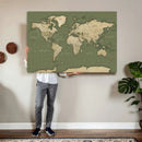 Vintage World Map Canvas Wall Art Print, Classic Global Map