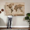 World Map Canvas Wall Art Print, Detailed Global Map Artwork