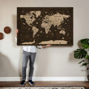 Colorful World Map Canvas Wall Art with Landmarks – Framed