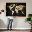 World Map Canvas Wall Art with Famous Landmarks – Framed