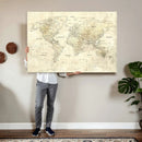 Colorful Watercolor World Map Canvas Wall Art – Framed