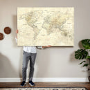Detailed Large World Map Wall Decor Canvas Art Print