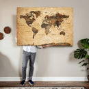 Navy Blue and Gold World Map Canvas Print – Framed Luxury