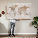 Detailed World Map Wall Art Canvas Print for Home and Office Decor