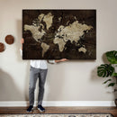 Blue World Map Canvas Wall Art – Framed Modern Travel Map