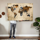 World Map Wall Art Canvas Print, Modern Decorative Framed