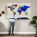 Vintage World Map Canvas Wall Art – Framed Travel Map with