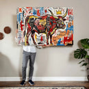 Texas Bull Wall Art Canvas Print, Abstract Graffiti Bull by MyGreatCanvas | Canvas Wall Art Prints | Photo Prints & Wall Decor