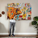 Basquiat Style Bull Graffiti Wall Art Canvas Print, Street by MyGreatCanvas | Canvas Wall Art Prints | Photo Prints & Wall Decor