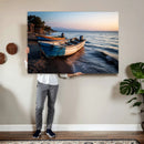 Coastal Fishing Boats Wall Art Canvas Print, Sunset Beach by MyGreatCanvas | Canvas Wall Art Prints | Photo Prints & Wall Decor