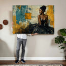 Elegant Woman Canvas Wall Art — Black Gold Gown Fashion by MyGreatCanvas | Canvas Wall Art Prints | Photo Prints & Wall Decor