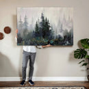 Misty Pine Forest Oil Painting Canvas — Dark Moody Teal Grey by MyGreatCanvas | Canvas Wall Art Prints | Photo Prints & Wall Decor